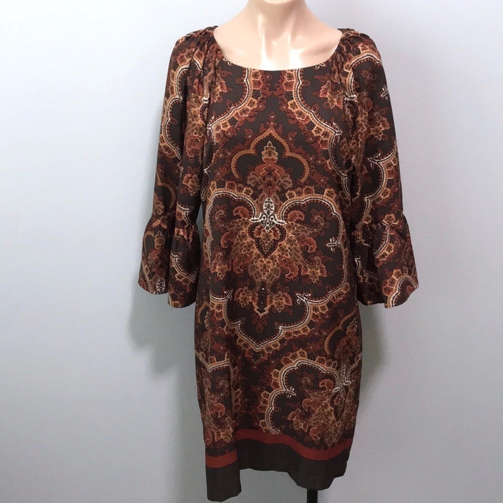 New York & Company Brown Fall Autumn Trumpet Dress